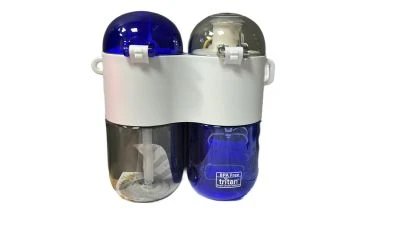 TKK ÇİFT HAZNE 2X400 800 ML TRİTAN SU MATARASI MAVİ BEYAZ