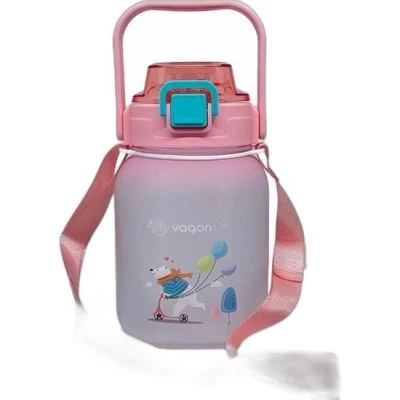 VAGONLİFE VGN2275-T SOFT TOUCH EL TUTMA ASKILI PİPETLİ MATARA 1100ML PEMBE