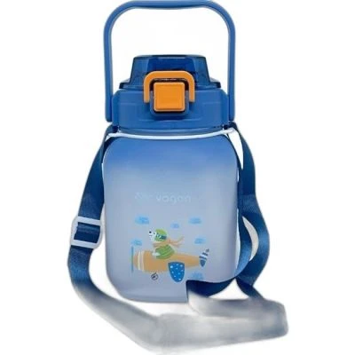 VAGONLİFE VGN2275-T SOFT TOUCH EL TUTMA ASKILI PİPETLİ MATARA 1100ML MAVİ