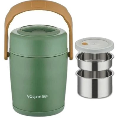 VAGONLİFE VAKUMLU PASLANMAZ ÇELİK 1600ML BESLENME KABI (BEYAZ/YEŞİL KARIŞIK)