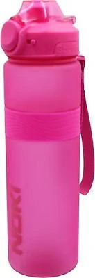 NOKİ SU MATARASI PETG AUTO KAPAK SİLİKON KEMERLİ ASKILI 1000 ML PEMBE