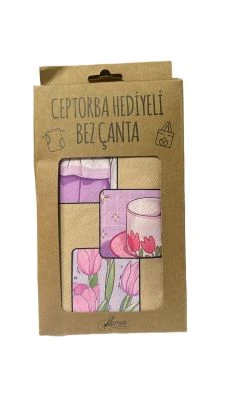 LİLAMOR LALE CEP TORBA HEDİYELİ BEZ ÇANTA