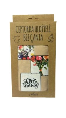 LİLAMOR ÇİÇEK CEP TORBA HEDİYELİ BEZ ÇANTA