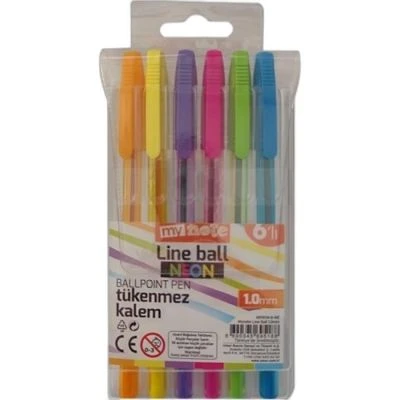 MYNOTE LINE BALL 1.0 MM 6'LI NEON