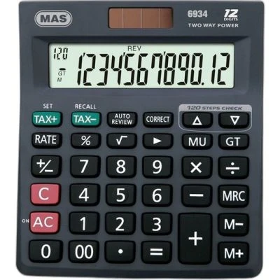 MAS 6934 HESAP MAKİNESİ OFİS TİPİ PLASTİK PANEL ORTA