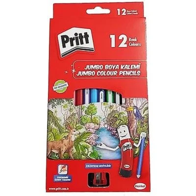 PRITT JUMBO ÜÇGEN BOYA KALEMİ 12 RENK KARTON KUTU