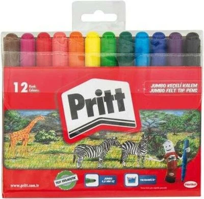 PRİTT JUMBO YUVARLAK UÇ KEÇELI KALEM 12 RENK