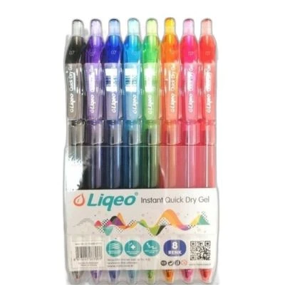 LIQEO INSTANT DRY GEL PEN 0.7 MM 8'Lİ PVC