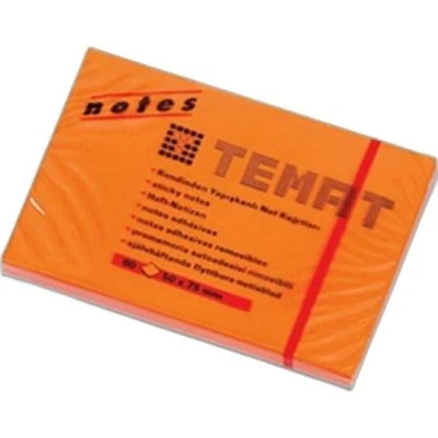 TEMAT 50X75 MM NOT KAĞIDI 80 YPR FOSFORLU TURUNCU