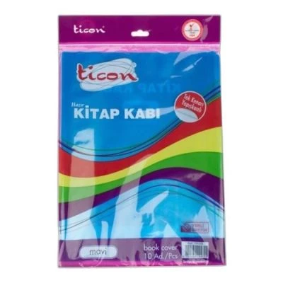 TİCON TEK KENARI YAPIŞKANLI HAZIR KİTAP KABI 10'LU MAVİ