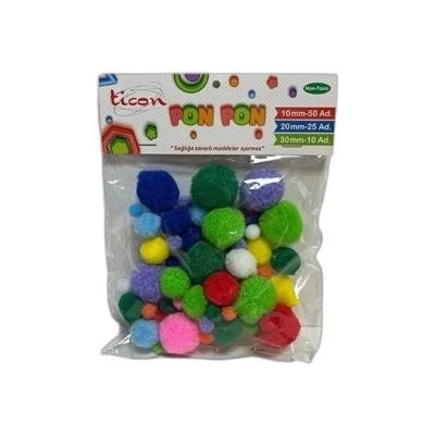 TİCON PON PON (10-20-30MM) KARIŞIK PAKET PASTEL RENKLER