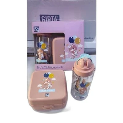 BLUE-ME TRITAN PİPETLİ MATARA-DESENLİ BESLENME KABI SET