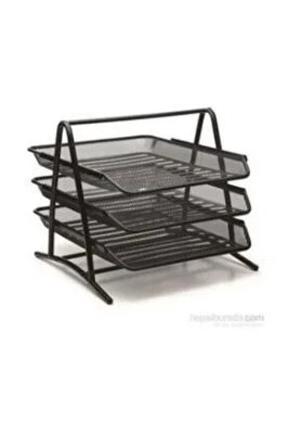 GIPTA METAL MASA SETİ EVRAK RAFI 3 KAT HAREKETLİ SİYAH