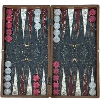 ESER MARBLE TAVLA SİYAH GRİ BEYAZ(MERMER TAVLA )