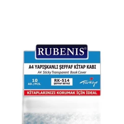 RUBENİS A4 YAPIŞKANLI BUZLU ŞEFFAF KİTAP KABI BEYAZ