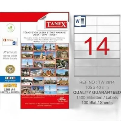 TW-2614 105X40 MM LASER ETİKET 100 AD.