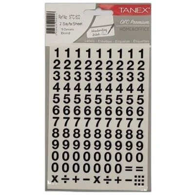 TANEX STC-502 RAKAM ETİKETİ 10MM BOLD 2 AD.