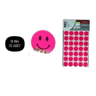 TNX-329 19MM FLO PEMBE GÜLEN YÜZ ETİKETİ 2 AD.