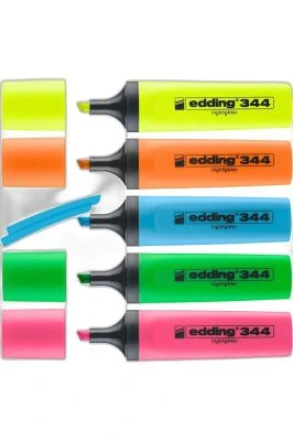 EDDİNG 344 FOSFORLU KALEM PVC 5 Lİ SET