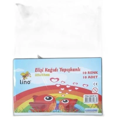 LİNO EL İŞİ KAĞIDI  YAPIŞKANLI 10 RENK 10 ADET (23X33 CM.)