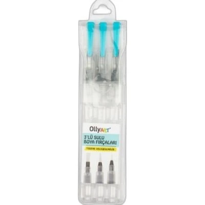 OLLYART 3'LÜ DOLDURULABİLİR SULU BOYA FIRÇALARI