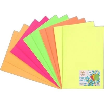 LİNO FOSFORLU FON KARTONU 170 GR. 5 RENK  (50X70 CM.)