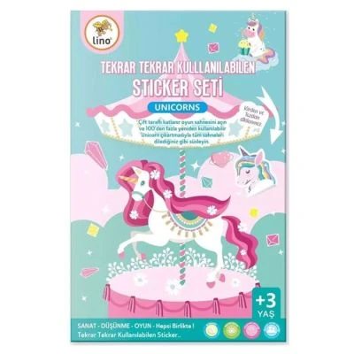LİNO TEKRAR TEKRAR KULLANILABİLEN STICKER SETİ UNICORNS