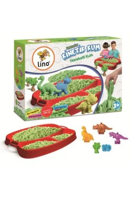 LİNO DİNOZORLAR KİNETİK KUM SETİ 350GR KUM + TEPSİ + KÜREK + MALA + KESİCİ