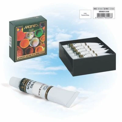 MARIES GUAJ BOYA 12ML TITANIUM WHITE 104 TEK RENK BEYAZ