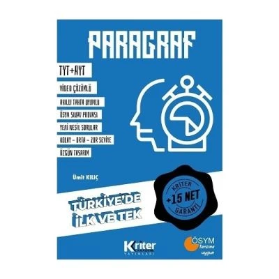 15 NET GARANTILI PARAGRAF KRITER AKADEMI YAYINLARI