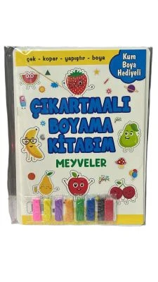 MEYVELER BOYAMA KİTABI ÇIKARTMALI KUM BOYAMA HEDİYELİ